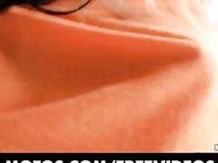 Stunning blonde freak gets caught rubbing her tight pussy