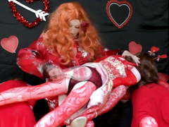 sissy Valentines Day cosplay with 3 blow up dolls part 2