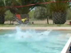 Spanish lifeguard beauty saves a guy from the pool