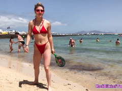 Red Thong Hot Ass Bikini teen beach tennis Voyeur Spy Cam