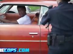 Huge titted policewomen ride a firm black boner because they are hungry for meat