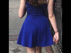 Hour Glass Brunette in Blue Dress
